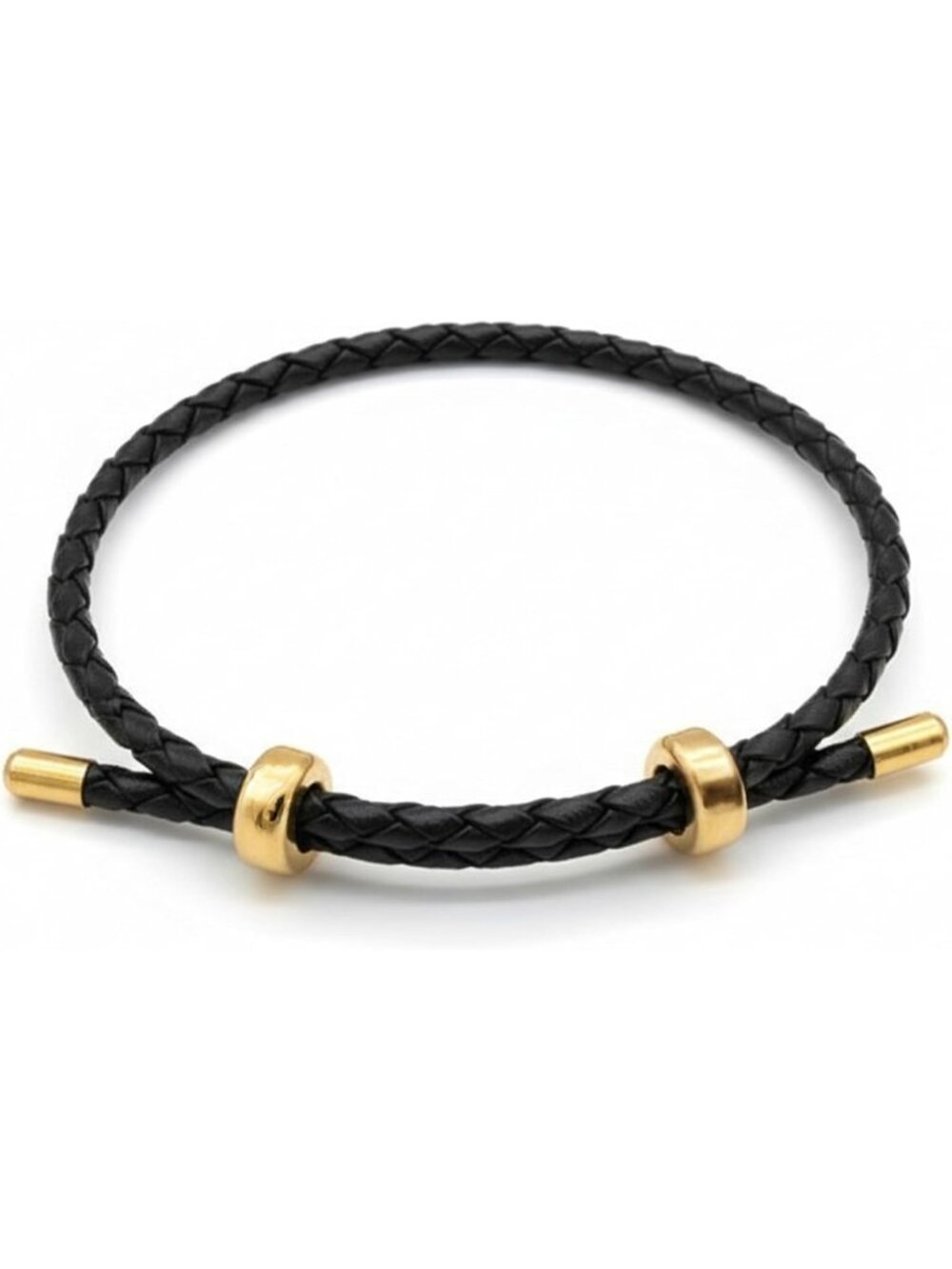 Adjustable Braided Leather Bracelet for Women, 18K Gold Plated Charm Jewelry